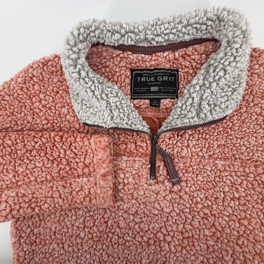 True Grit Sherpa Fleece Pullover Sweatshirt Coral Pink Women's Size M‎